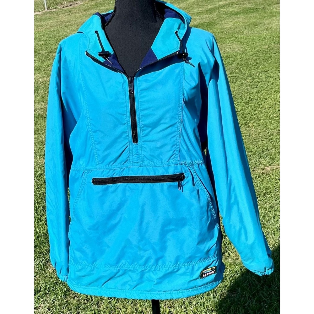 VINTAGE L.L.Bean Jacket Mens Medium Fleece Lined Anorak Pullover‎ Made USA 90s